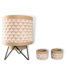 Load image into Gallery viewer, Buti Cover Pot with Tea-Light Holders – Rustic Boho Cement Planter Gift Set NZ (Includes Shipping)